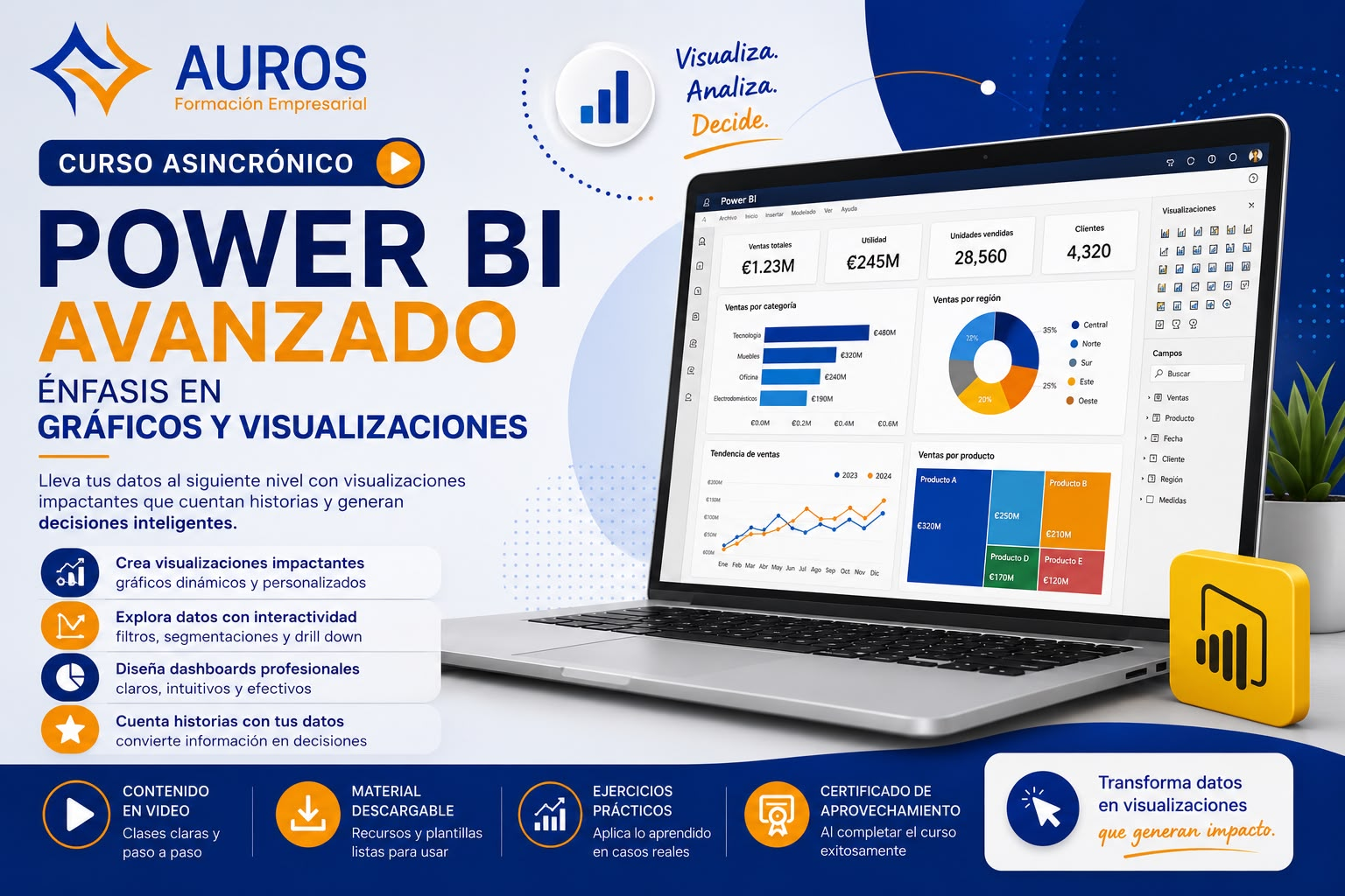 Microsoft Power BI Avanzado: énfasis en gráficos y visualizaciones